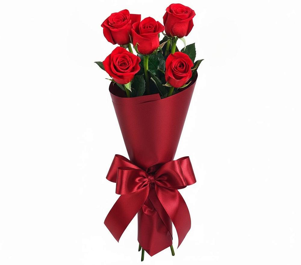 Букет 5 Красных роз Эдлесс Лав в Першутино