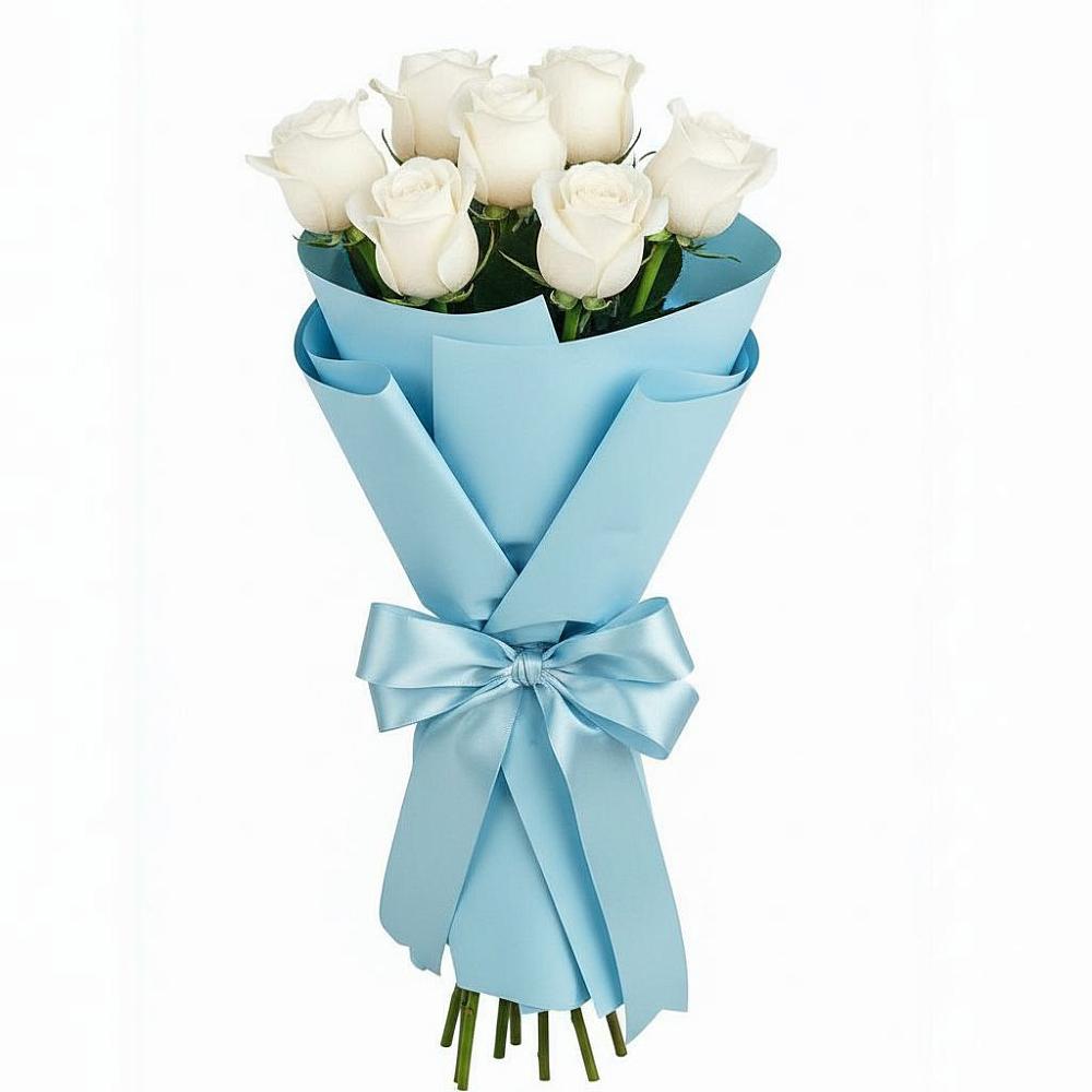Букет 7 белых роз Проуд в Першутино