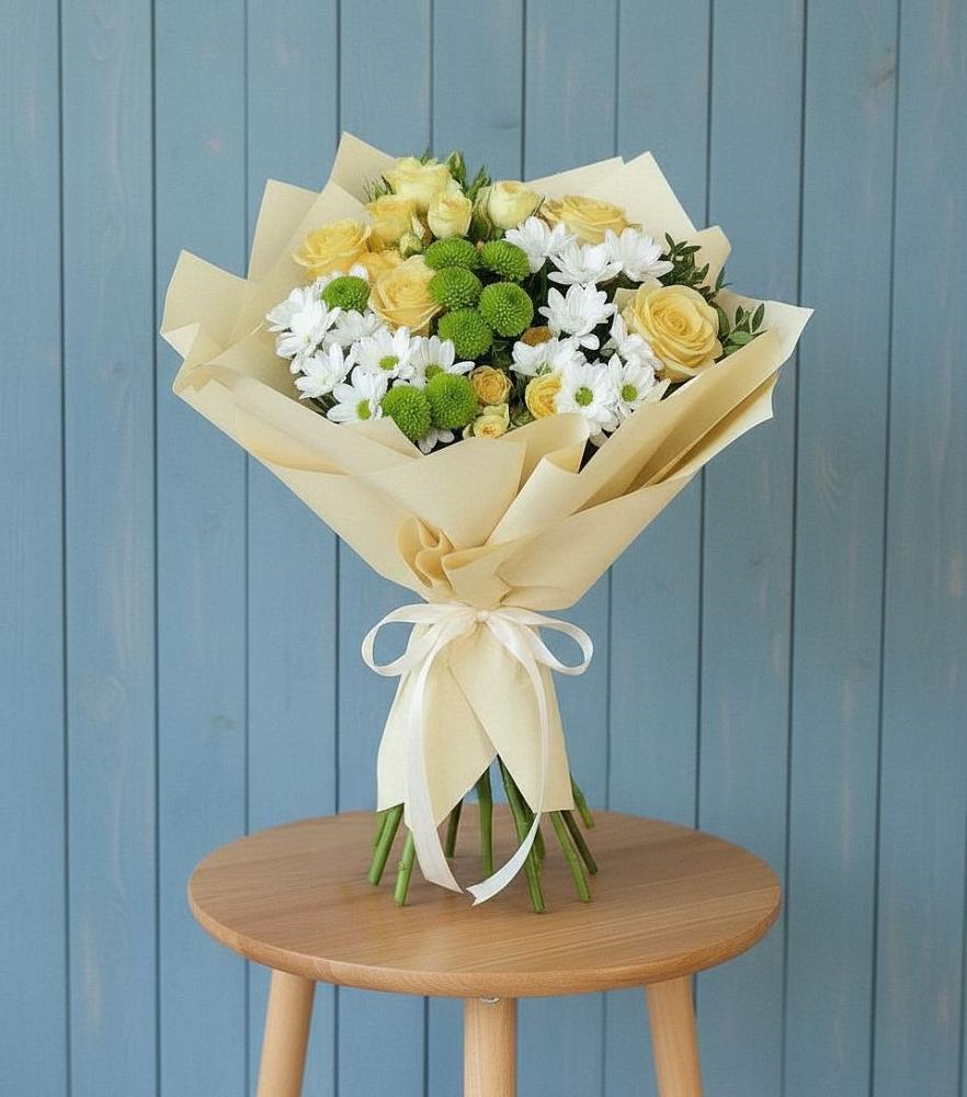 Букет цветов из: Хризантемы и Розы в Першутино