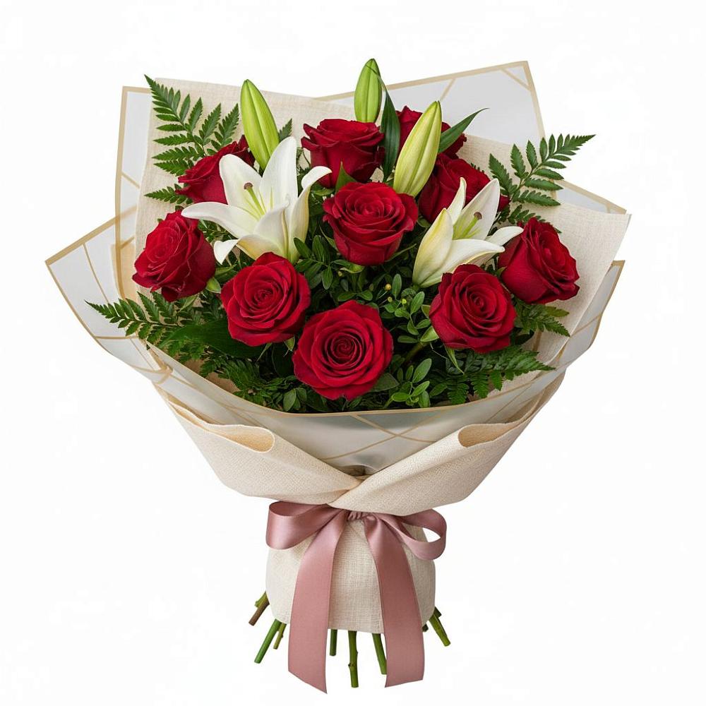 Букет цветов из: Лилии и Розы в Першутино