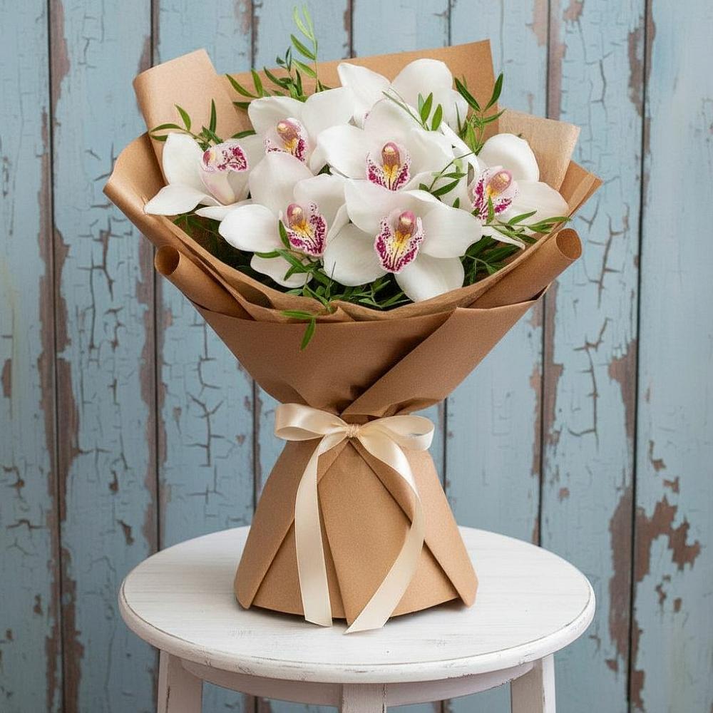 Букет цветов из: Орхидеи и Розы в Першутино