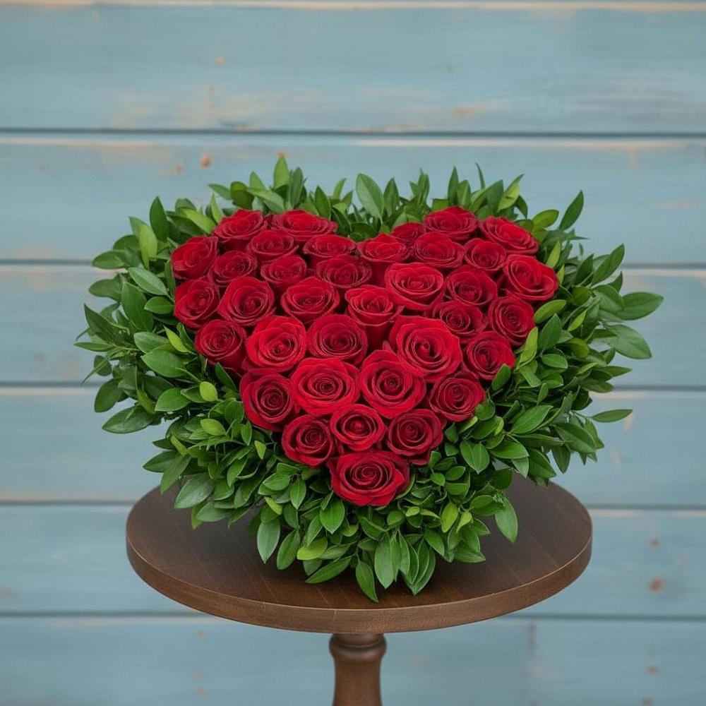 Цветочная композиция из Розы в виде сердца в Першутино