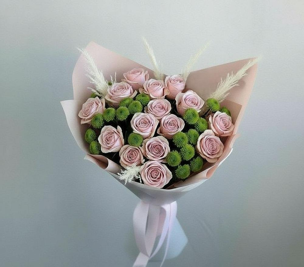 Букет цветов из: Розы и Хризантемы в Першутино