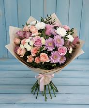 Букет цветов из:  Хризантемы, Розы и Альстромерии в Першутино