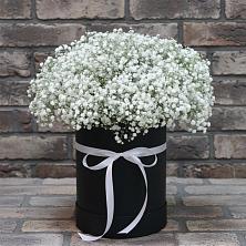 Цветочная композиция из Гипсофила в шляпной коробке в Першутино