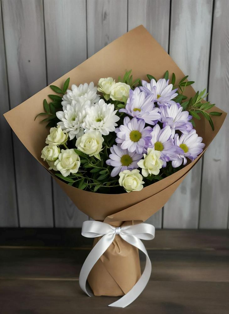 Букет цветов из: Хризантемы и Розы в Першутино